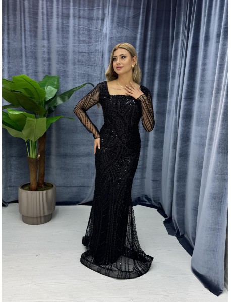 Kare Yaka Kollu Balık Abiye