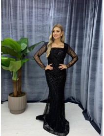 Kare Yaka Kollu Balık Abiye