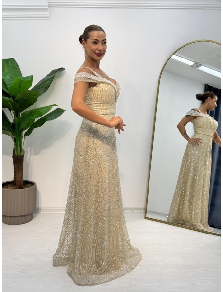 STRAPLEZ KOL DETATLI TASLI ABIYE