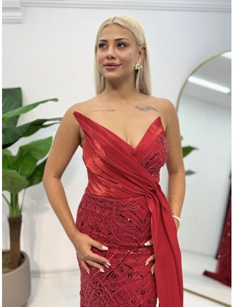 BONCUK SERPME İŞLEMELİ BALIK ABİYE