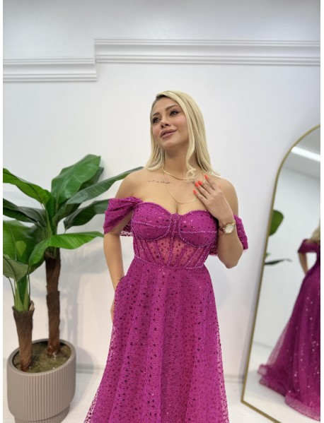 Madonna Yaka   Boncuk İşlemeli Prenses Abiye 