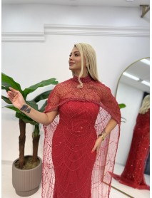 BONCUK NAKIŞLI PELERİNLİ BALIK ABİYE