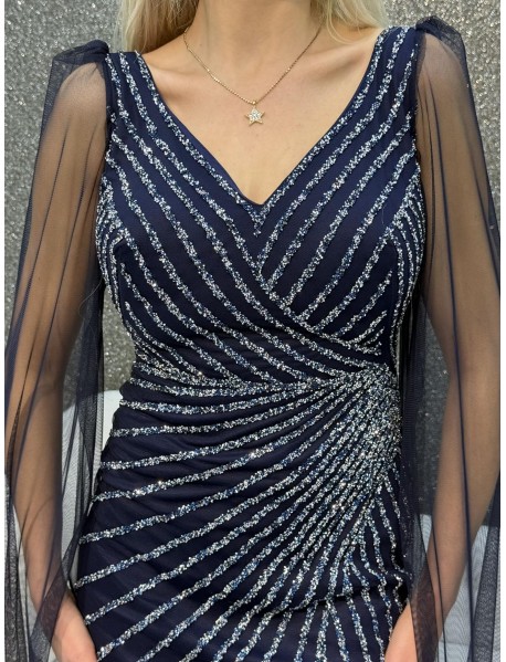 Kalın Askılı Taş Baskı Balık Abiye 