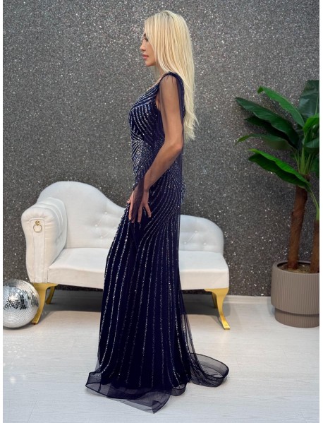 Kalın Askılı Taş Baskı Balık Abiye 