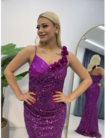 Derin Yırtmaçlı Pullu Balık Abiye