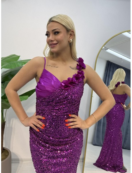 Derin Yırtmaçlı Pullu Balık Abiye