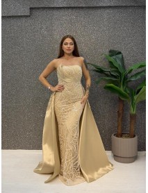 STRAPLEZ INCI ISLEMELI PELERINLI BALIK ABIYE