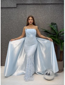 STRAPLEZ INCI ISLEMELI PELERINLI BALIK ABIYE