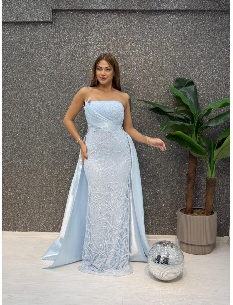 STRAPLEZ INCI ISLEMELI PELERINLI BALIK ABIYE