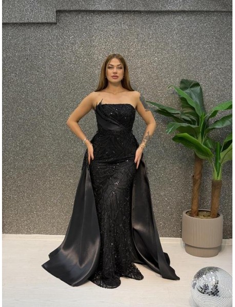 STRAPLEZ INCI ISLEMELI PELERINLI BALIK ABIYE