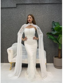 BONCUK ISLEMELI PELERINLI BALIK ABIYE