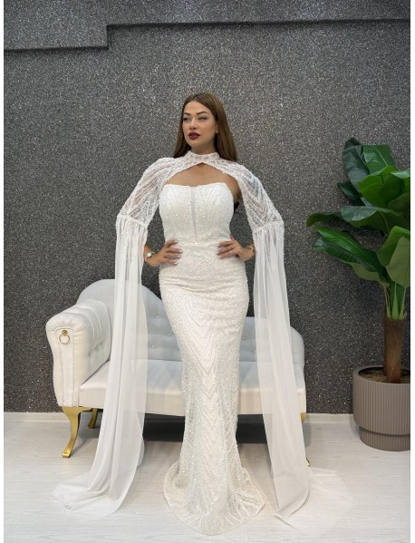 BONCUK ISLEMELI PELERINLI BALIK ABIYE