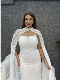 BONCUK ISLEMELI PELERINLI BALIK ABIYE