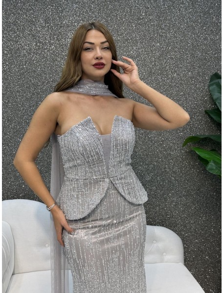 TAS DETAYLI STRAPLEZ BALIK ABIYE