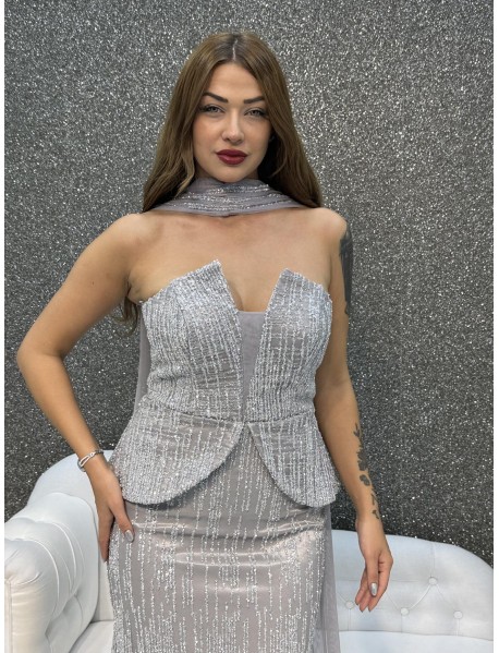 TAS DETAYLI STRAPLEZ BALIK ABIYE