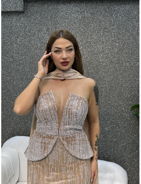 TAS DETAYLI STRAPLEZ BALIK ABIYE