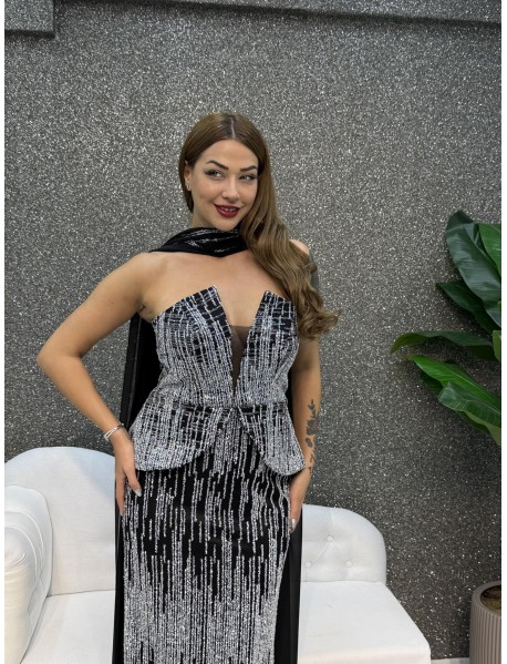 TAS DETAYLI STRAPLEZ BALIK ABIYE