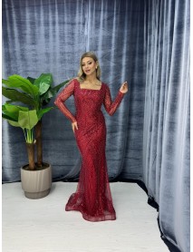 Kare Yaka Kollu Balık Abiye