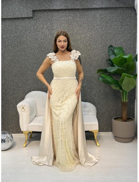 KALIN ASKILI INCI ISLEMELI PELERINLI BALIK  ABIYE