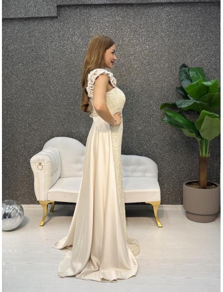 KALIN ASKILI INCI ISLEMELI PELERINLI BALIK  ABIYE