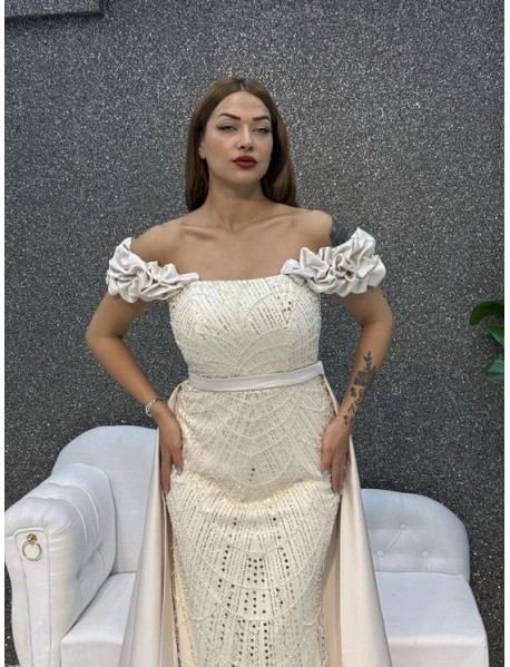 KALIN ASKILI INCI ISLEMELI PELERINLI BALIK  ABIYE