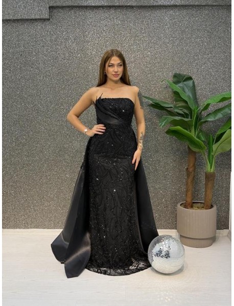 STRAPLEZ INCI ISLEMELI PELERINLI BALIK ABIYE