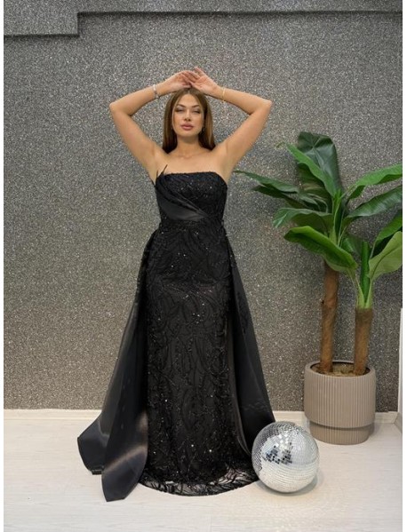 STRAPLEZ INCI ISLEMELI PELERINLI BALIK ABIYE