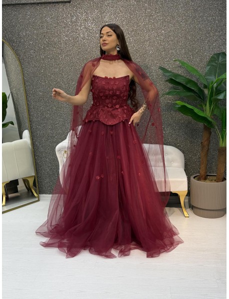 STRAPLEZ CICEK DESENLI PELERINLI PRESES ABIYE