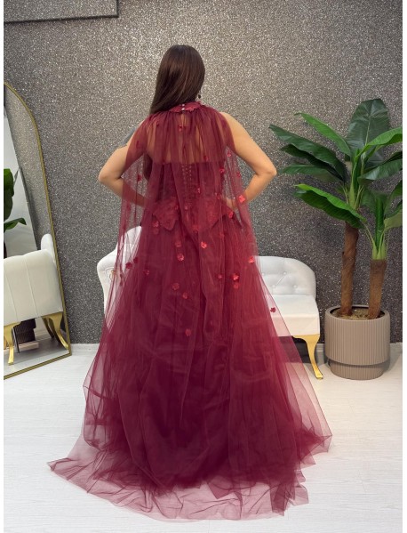 STRAPLEZ CICEK DESENLI PELERINLI PRESES ABIYE