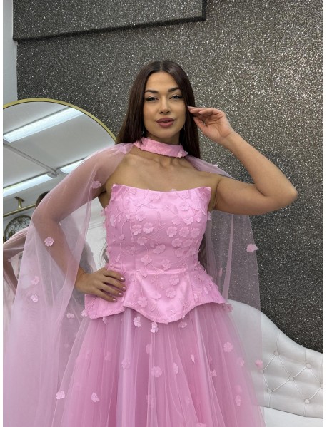 STRAPLEZ CICEK DESENLI PELERINLI PRESES ABIYE