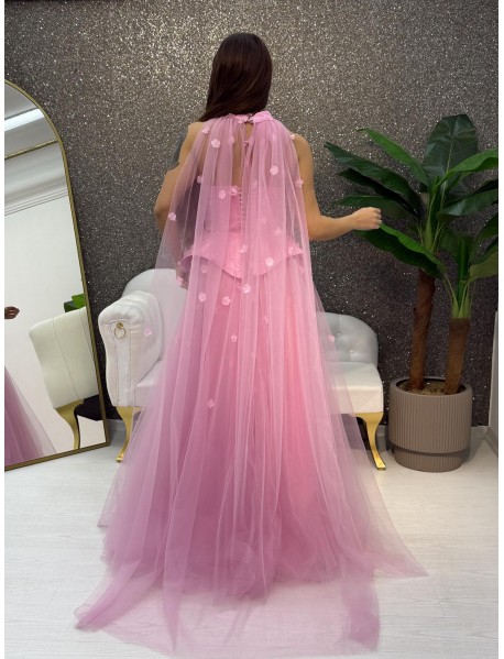 STRAPLEZ CICEK DESENLI PELERINLI PRESES ABIYE